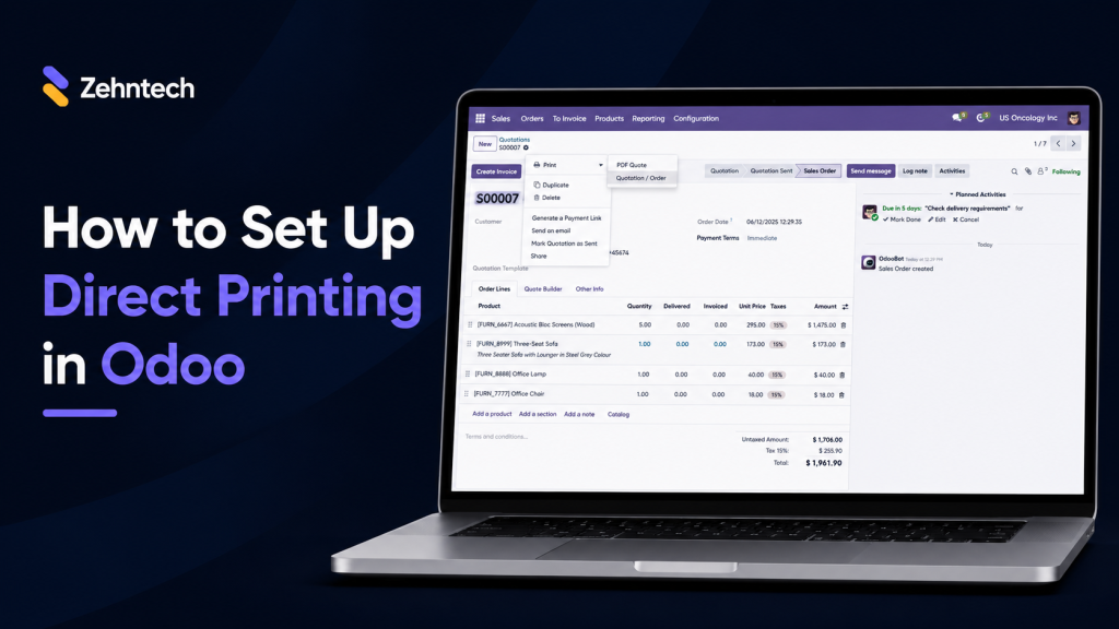 Odoo direct printing workflow visuals