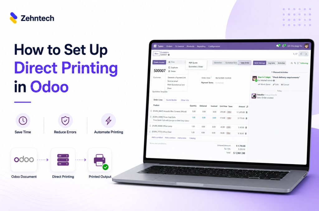 Odoo direct printing workflow visuals